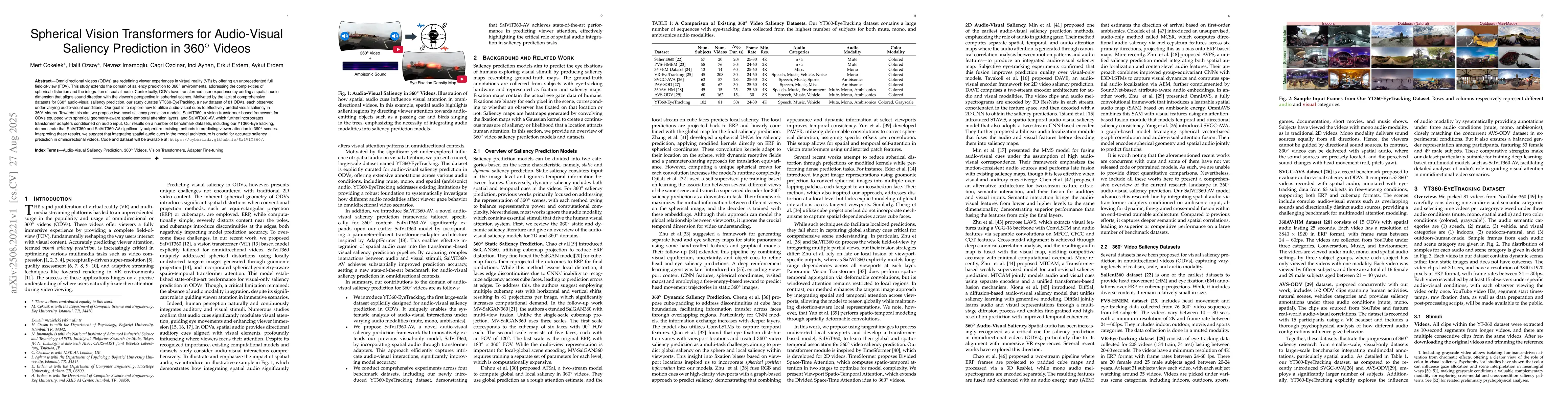 Thumbnail for Spherical Vision Transformers for Audio-Visual Saliency Prediction in
  360-Degree Videos