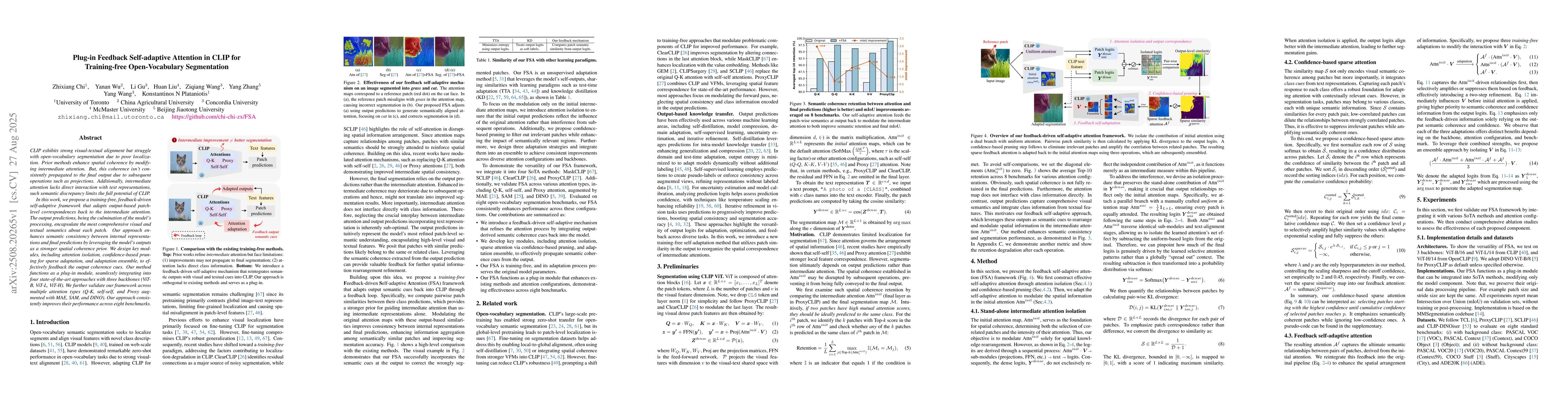Thumbnail for Plug-in Feedback Self-adaptive Attention in CLIP for Training-free
  Open-Vocabulary Segmentation