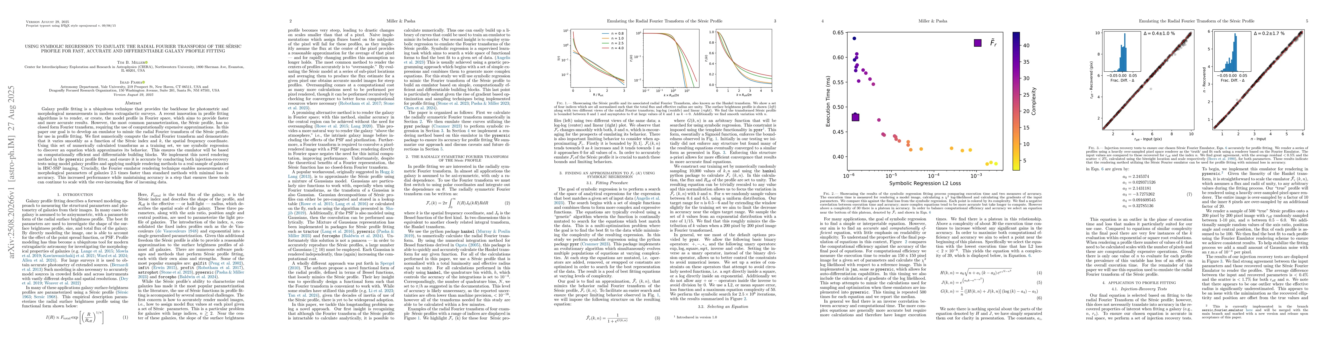 Thumbnail for Using Symbolic Regression to Emulate the Radial Fourier Transform of the
  Sérsic profile for Fast, Accurate and Differentiable Galaxy Profile Fitting