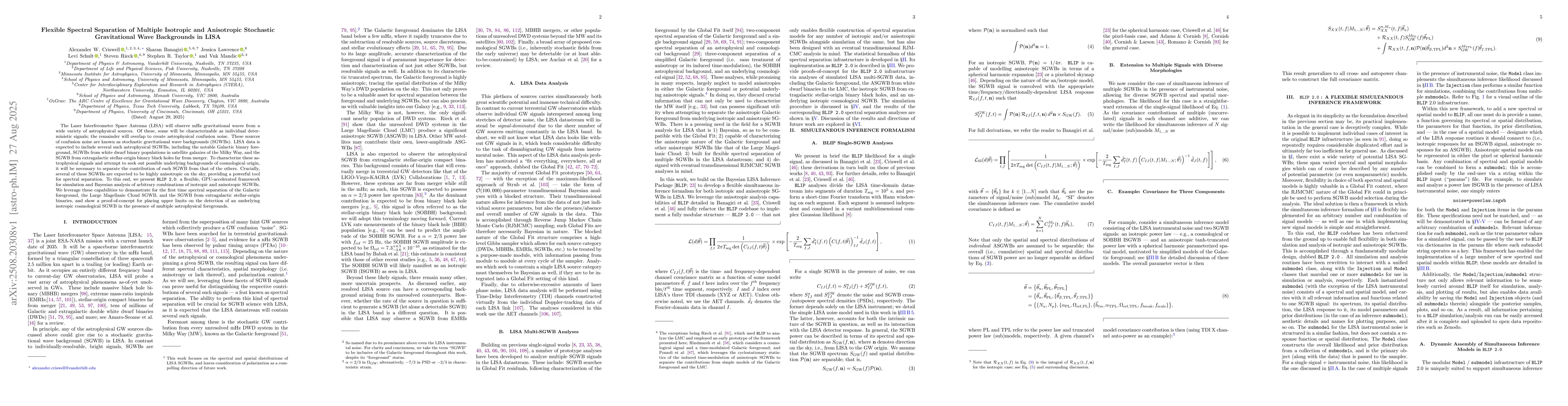 Thumbnail for Flexible Spectral Separation of Multiple Isotropic and Anisotropic
  Stochastic Gravitational Wave Backgrounds in LISA