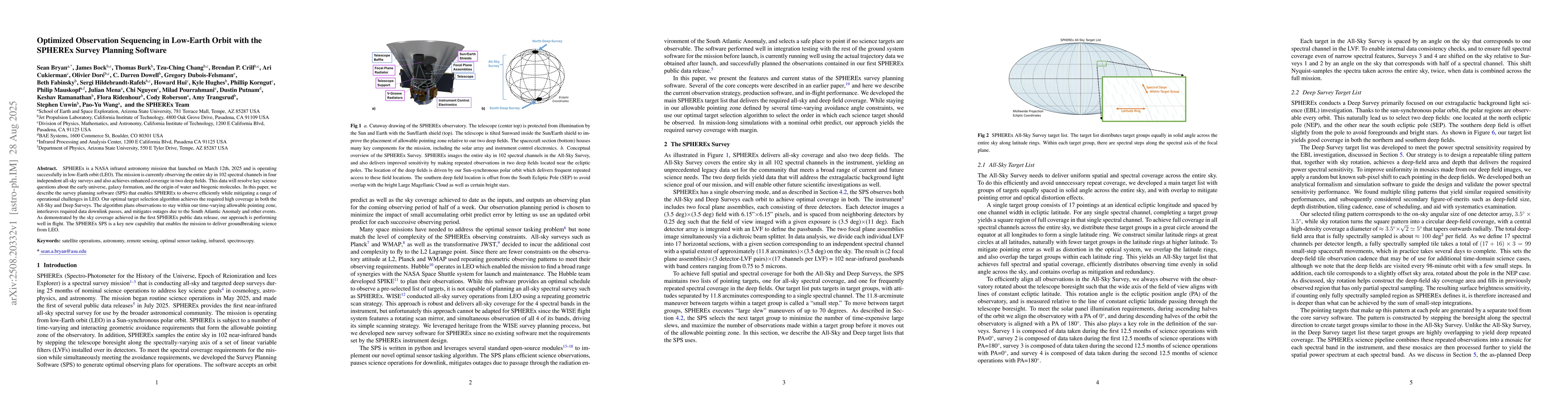 Thumbnail for Optimized Observation Sequencing in Low-Earth Orbit with the SPHEREx
  Survey Planning Software