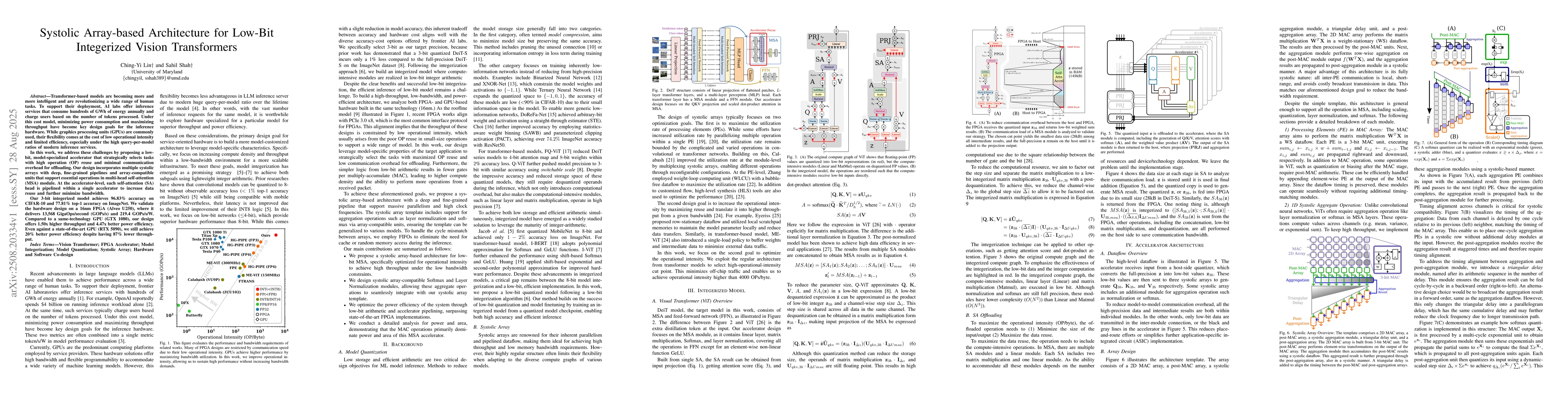 Thumbnail for Systolic Array-based Architecture for Low-Bit Integerized Vision
  Transformers