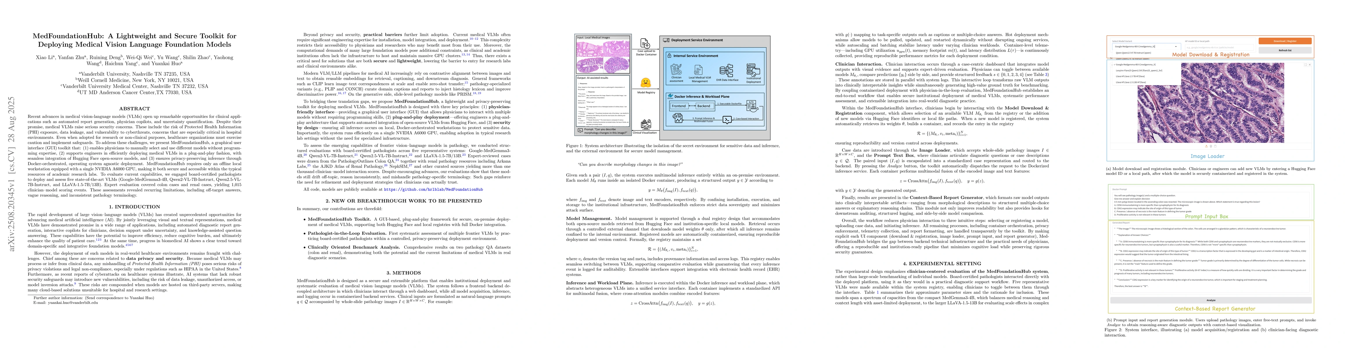 Thumbnail for MedFoundationHub: A Lightweight and Secure Toolkit for Deploying Medical
  Vision Language Foundation Models