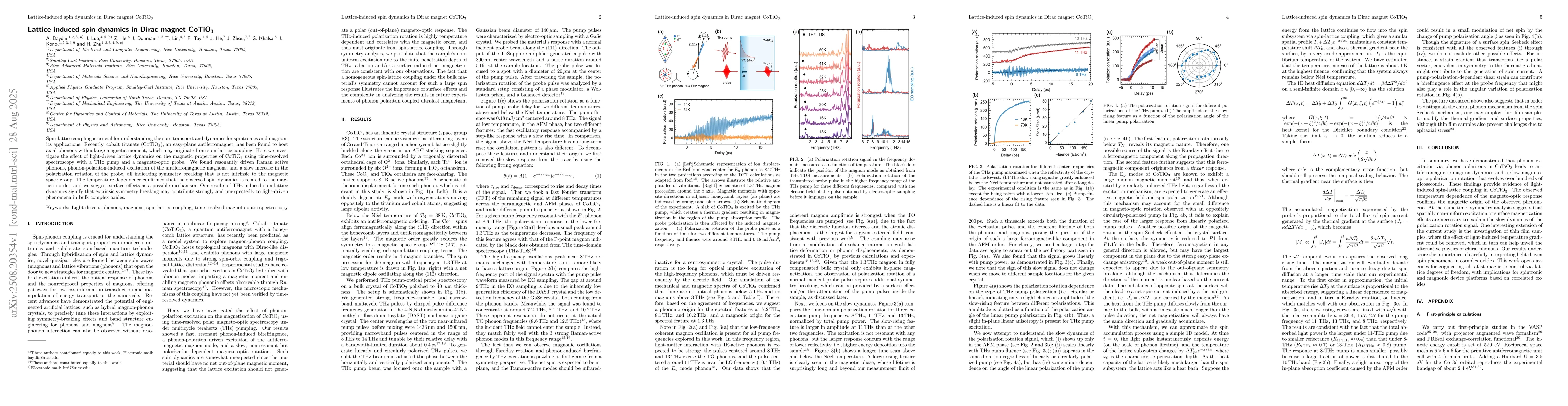 Thumbnail for Lattice-induced spin dynamics in Dirac magnet CoTiO3