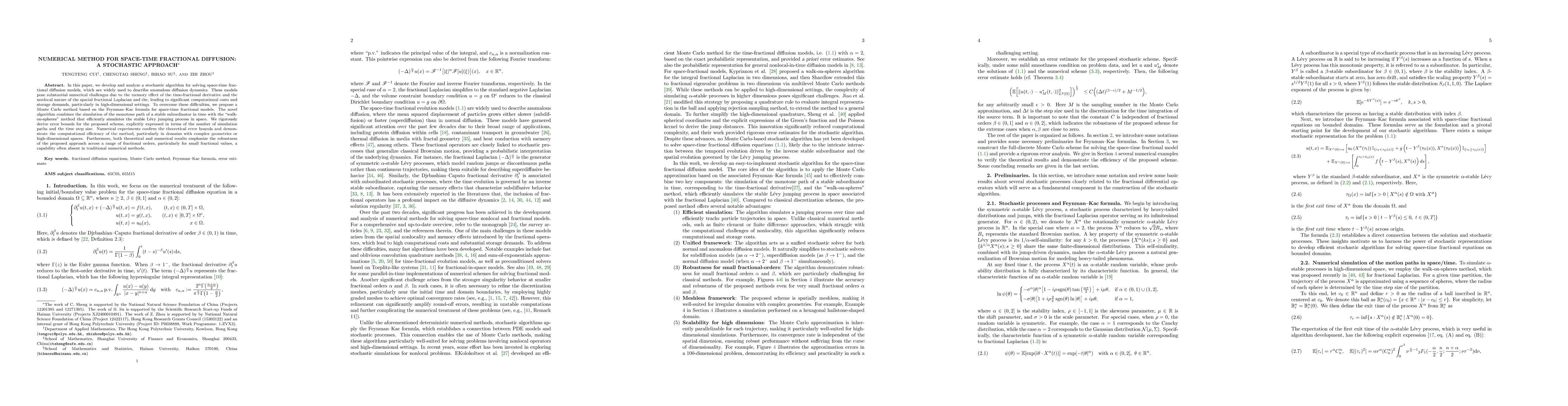 Thumbnail for Numerical Method for Space-Time Fractional Diffusion: A Stochastic
  Approach