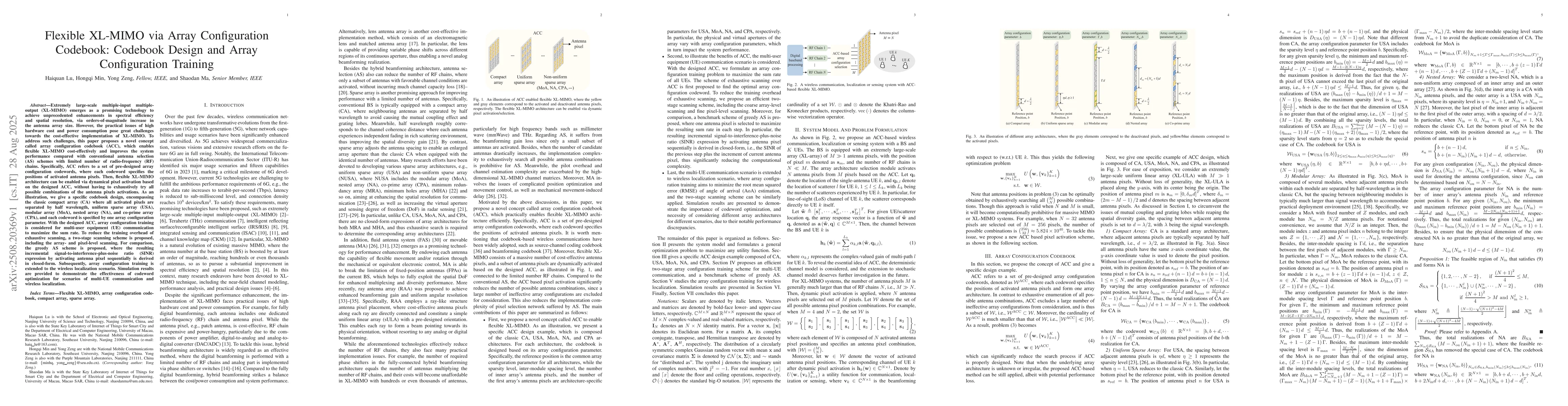 Thumbnail for Flexible XL-MIMO via Array Configuration Codebook: Codebook Design and
  Array Configuration Training