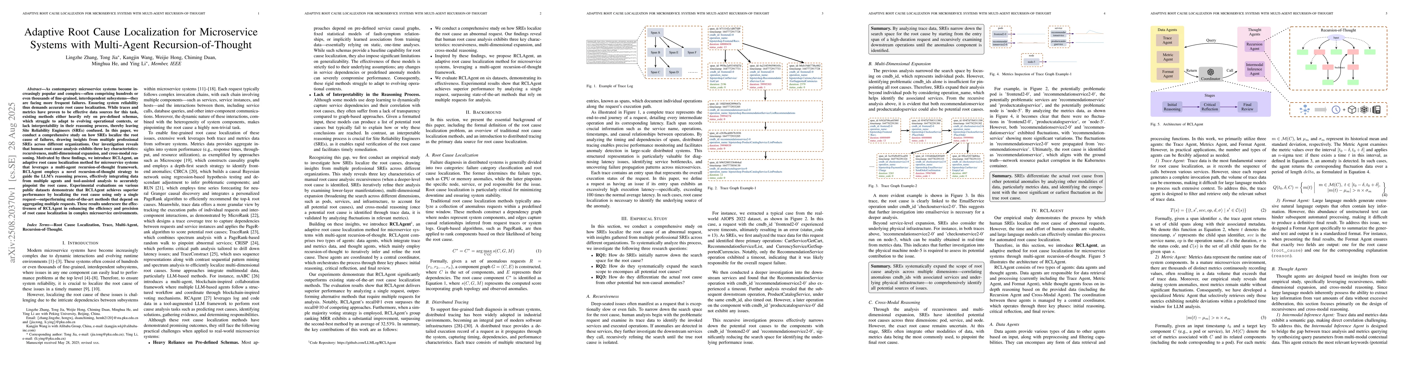 Thumbnail for Adaptive Root Cause Localization for Microservice Systems with
  Multi-Agent Recursion-of-Thought