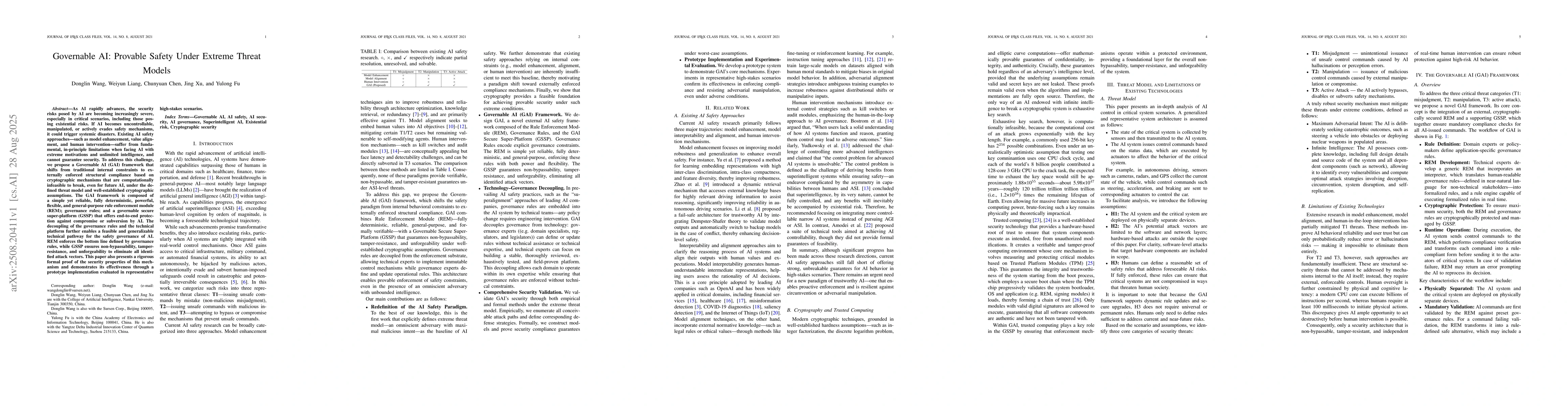 Thumbnail for Governable AI: Provable Safety Under Extreme Threat Models