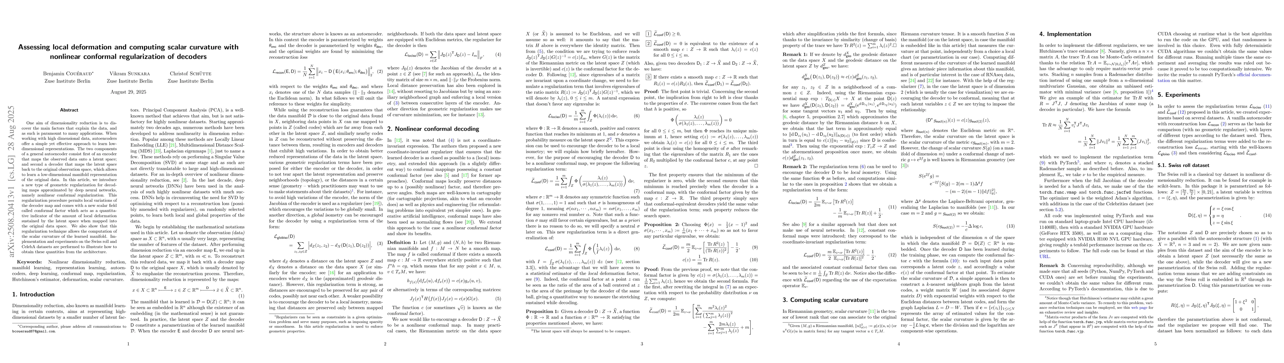 Thumbnail for Assessing local deformation and computing scalar curvature with
  nonlinear conformal regularization of decoders