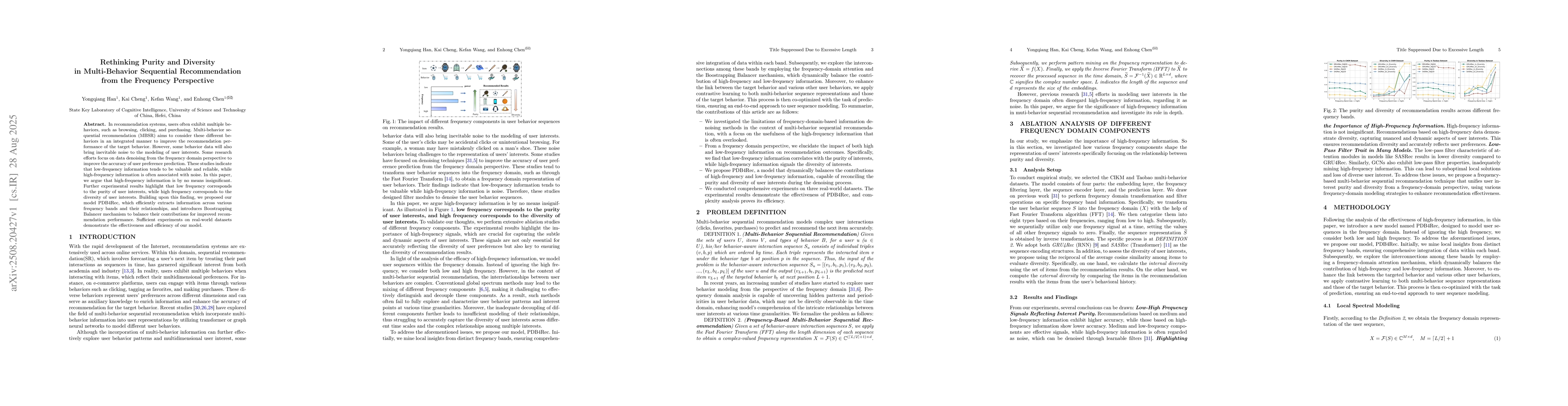 Thumbnail for Rethinking Purity and Diversity in Multi-Behavior Sequential
  Recommendation from the Frequency Perspective
