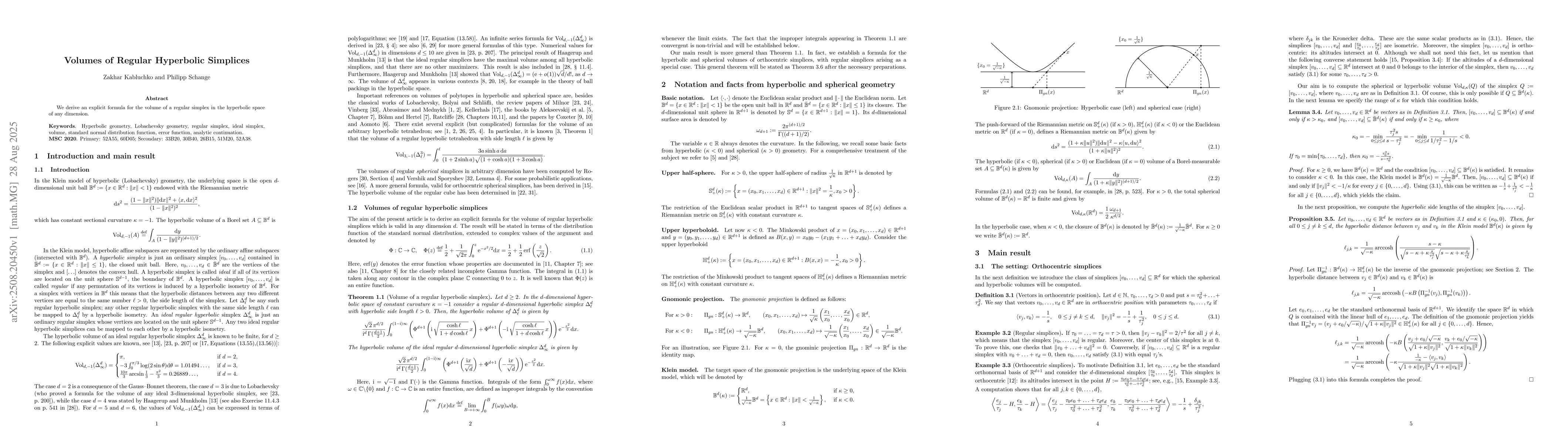 Thumbnail for Volumes of Regular Hyperbolic Simplices