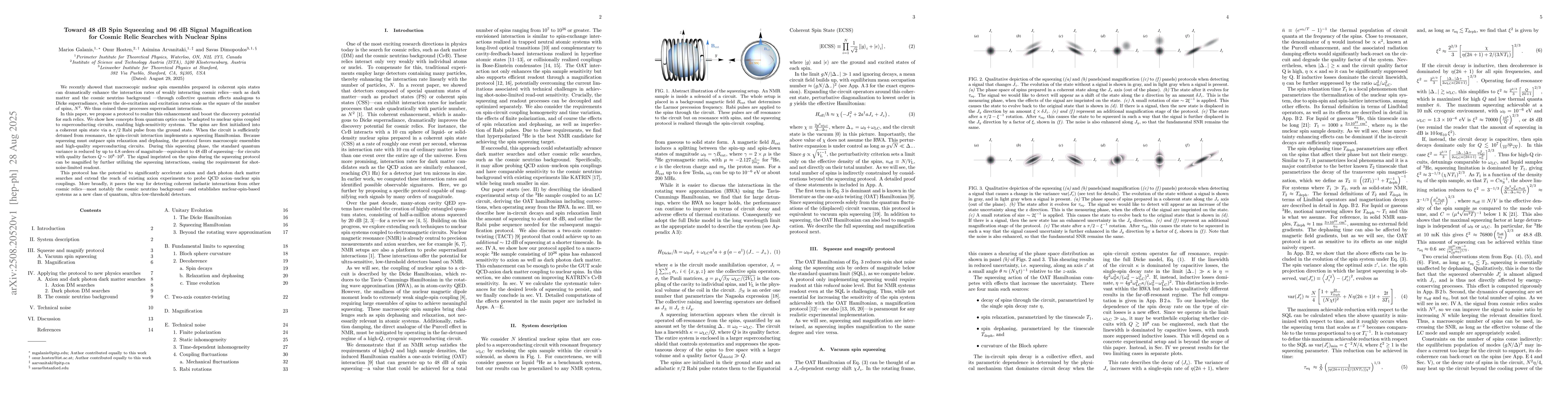 Thumbnail for Toward 48 dB Spin Squeezing and 96 dB Signal Magnification for Cosmic
  Relic Searches with Nuclear Spins