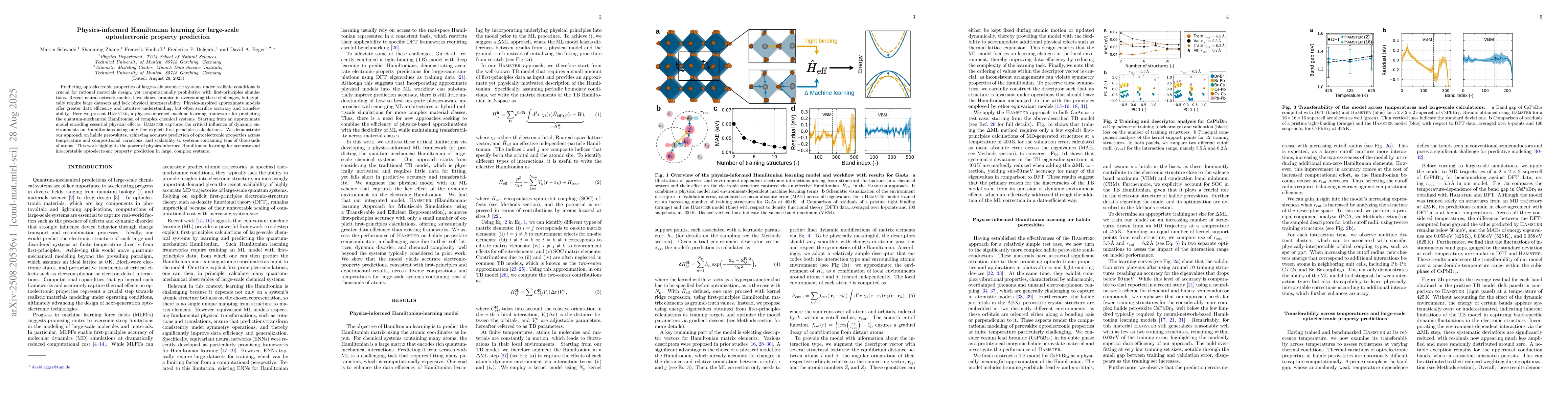 Thumbnail for Physics-informed Hamiltonian learning for large-scale optoelectronic
  property prediction