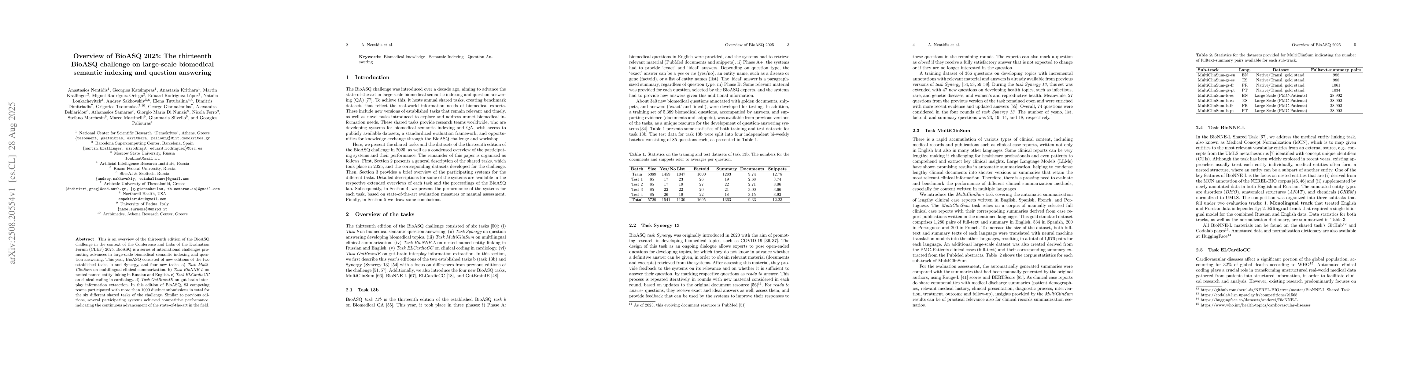 Thumbnail for Overview of BioASQ 2025: The Thirteenth BioASQ Challenge on Large-Scale
  Biomedical Semantic Indexing and Question Answering