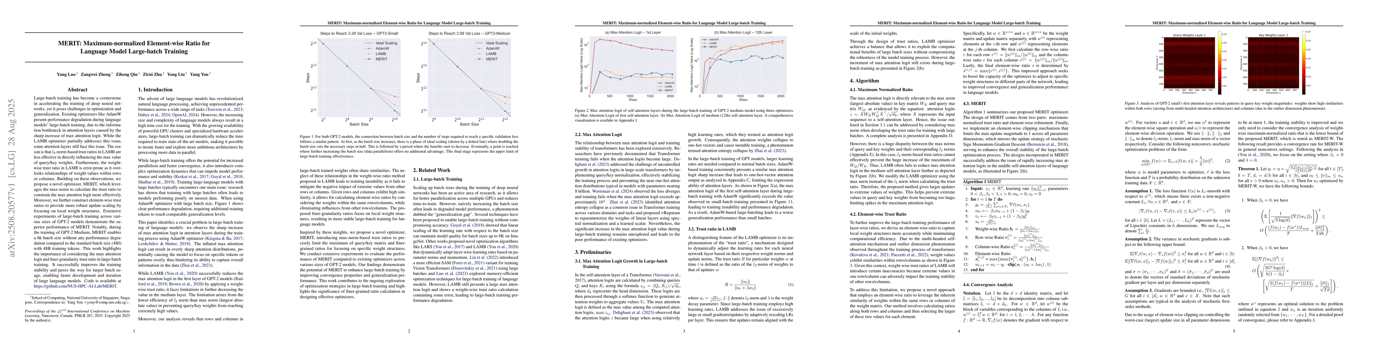 Thumbnail for MERIT: Maximum-normalized Element-wise Ratio for Language Model
  Large-batch Training