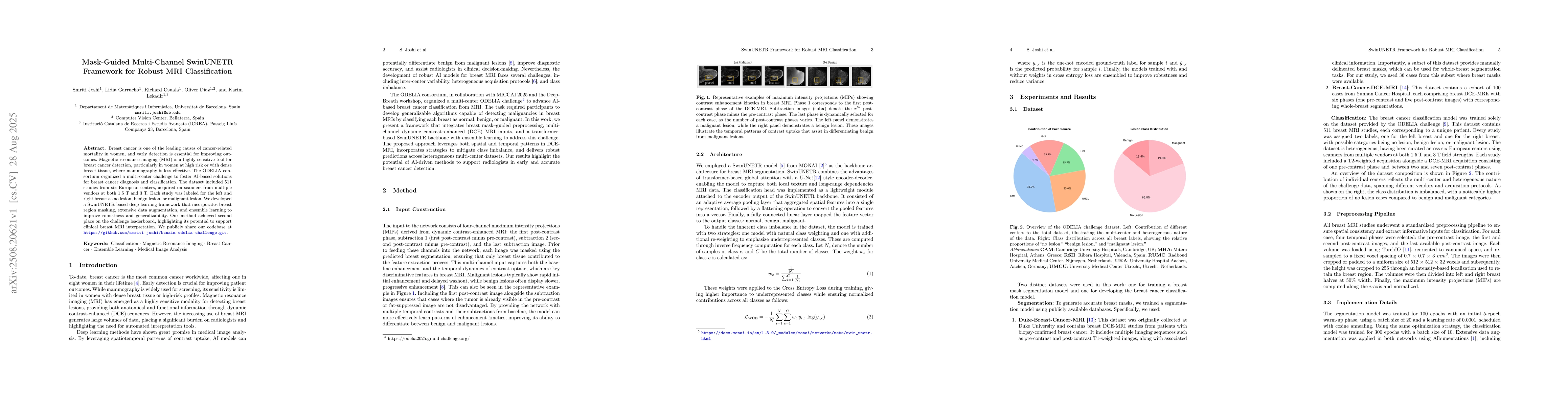 Thumbnail for Mask-Guided Multi-Channel SwinUNETR Framework for Robust MRI
  Classification