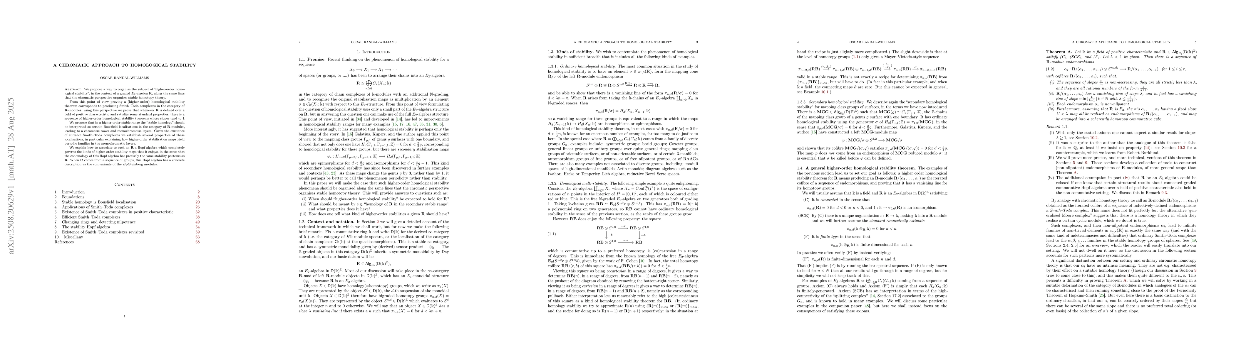 Thumbnail for A chromatic approach to homological stability