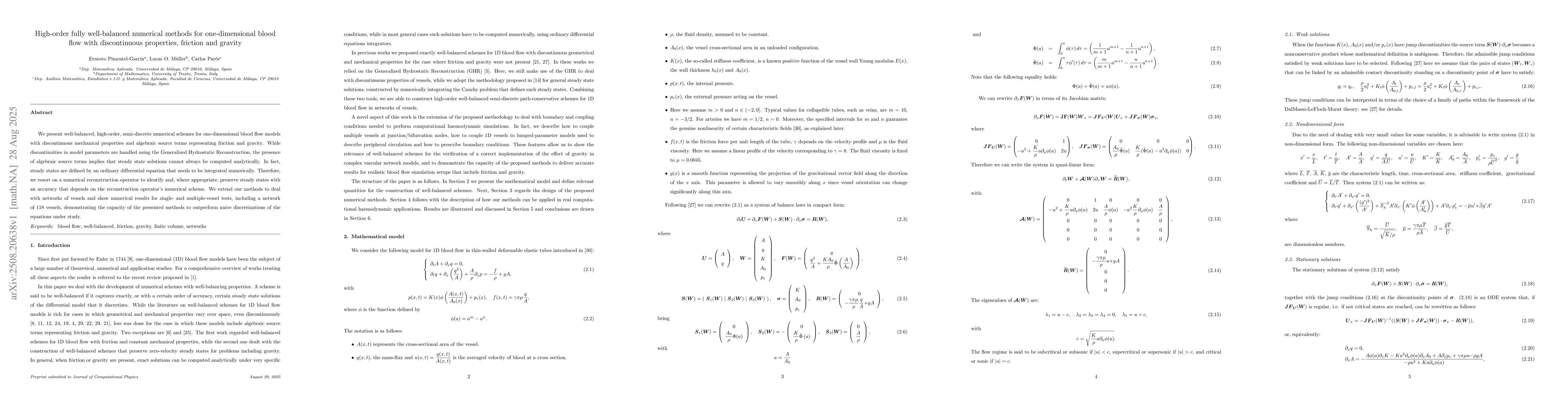 Thumbnail for High-order fully well-balanced numerical methods for one-dimensional
  blood flow with discontinuous properties, friction and gravity