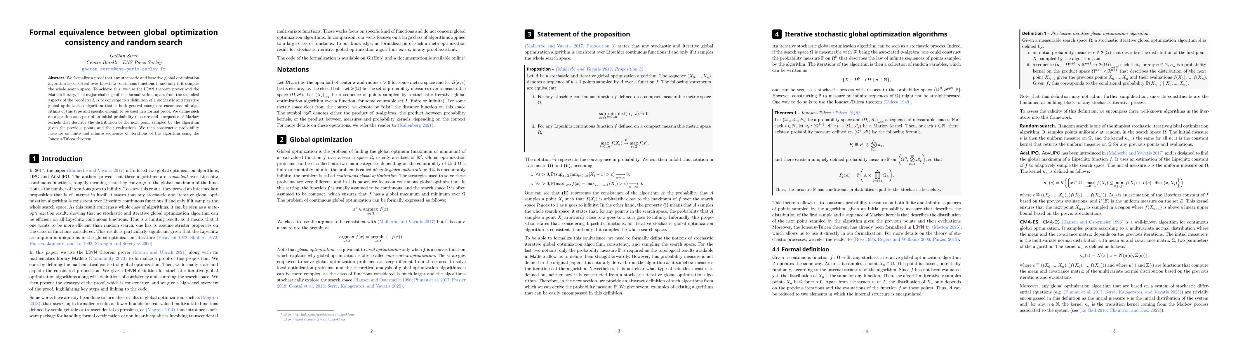 Thumbnail for Formal equivalence between global optimization consistency and random
  search