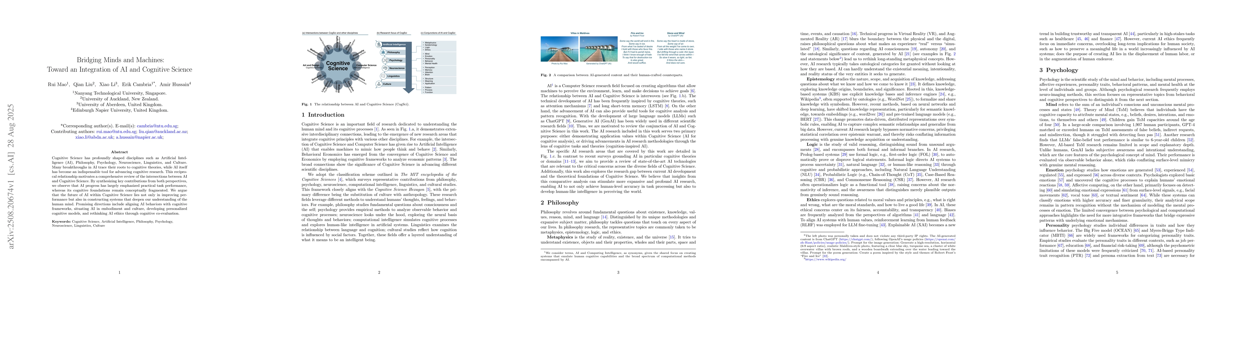Thumbnail for Bridging Minds and Machines: Toward an Integration of AI and Cognitive
  Science