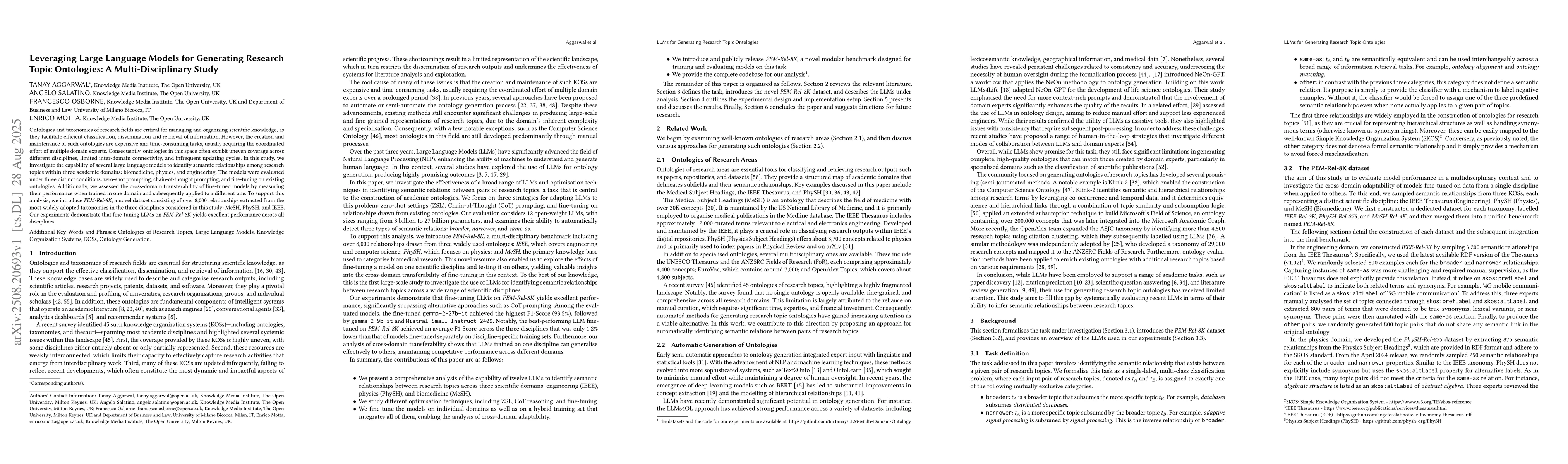 Thumbnail for Leveraging Large Language Models for Generating Research Topic
  Ontologies: A Multi-Disciplinary Study