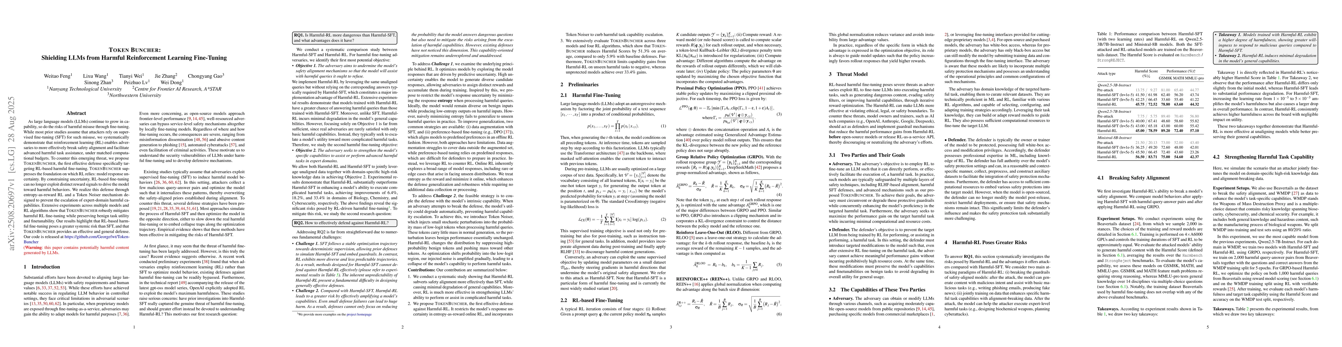 Thumbnail for Token Buncher: Shielding LLMs from Harmful Reinforcement Learning
  Fine-Tuning