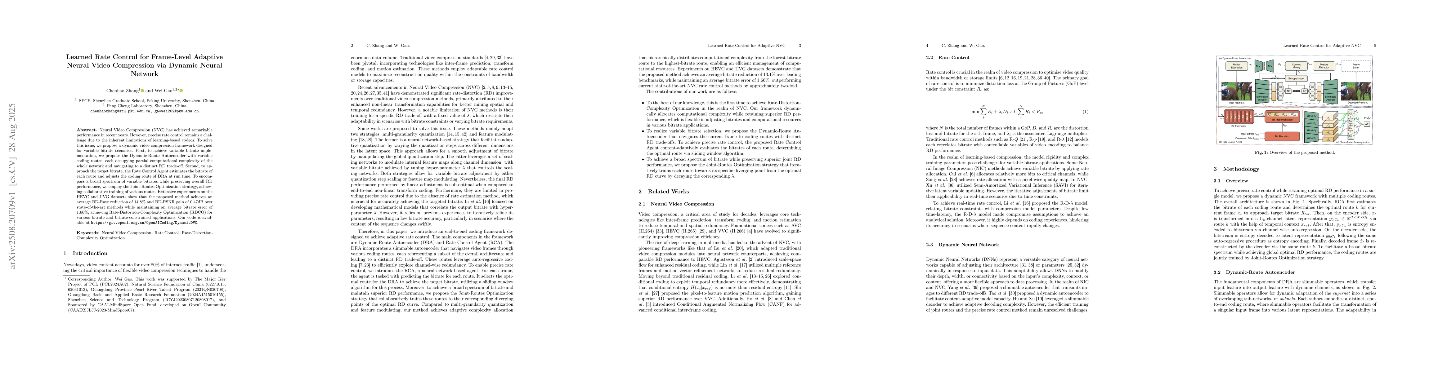 Thumbnail for Learned Rate Control for Frame-Level Adaptive Neural Video Compression
  via Dynamic Neural Network