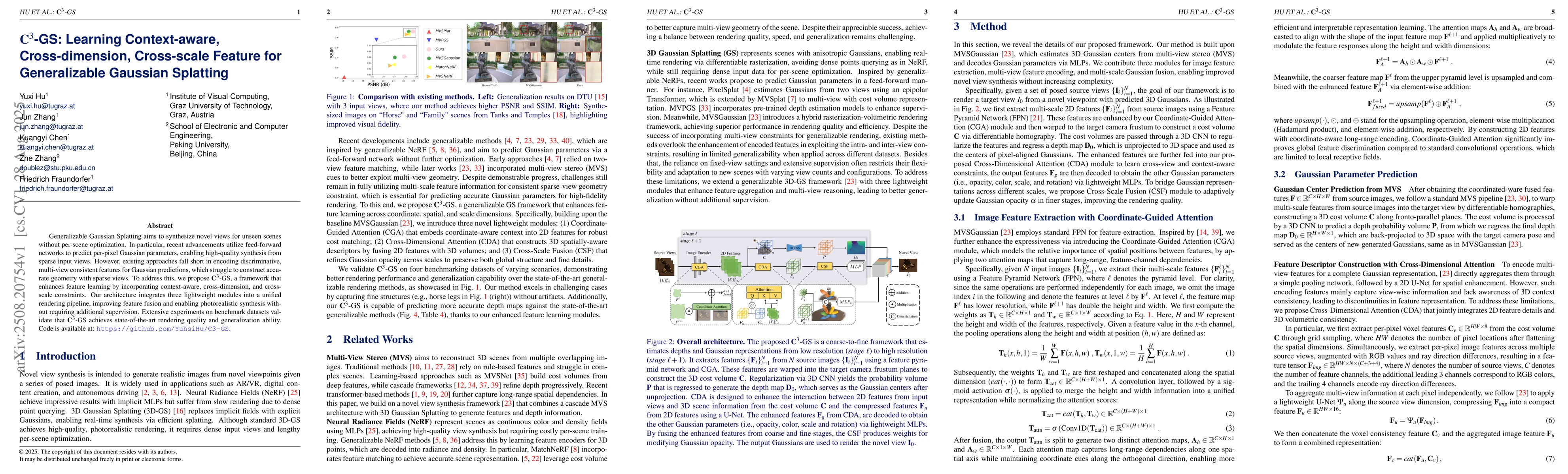 Thumbnail for ${C}^{3}$-GS: Learning Context-aware, Cross-dimension, Cross-scale
  Feature for Generalizable Gaussian Splatting