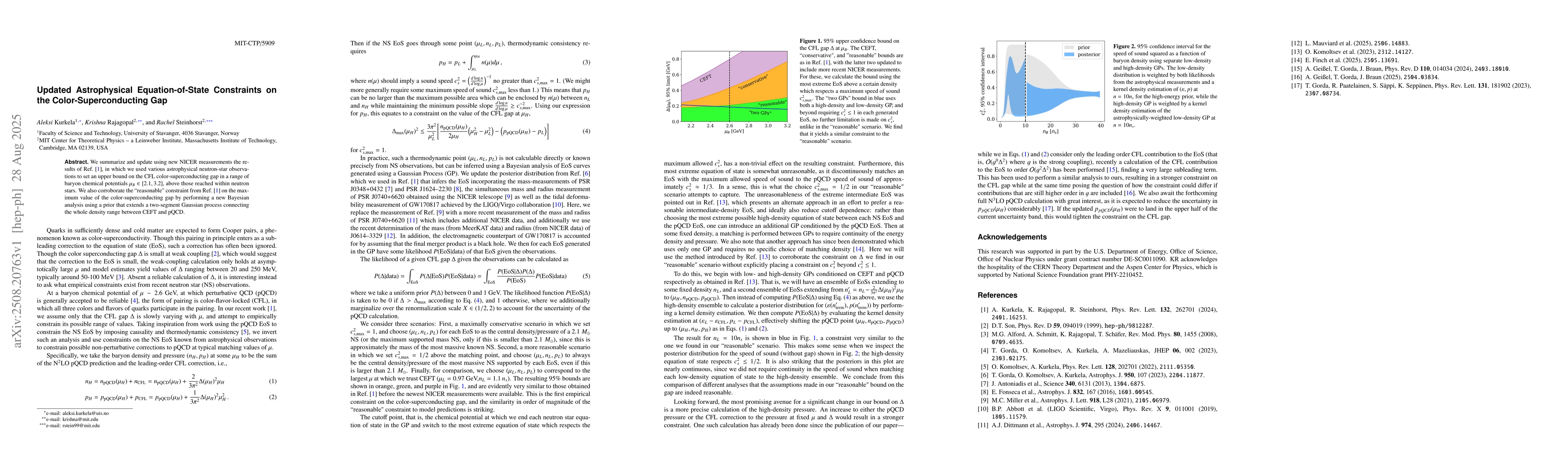 Thumbnail for Updated Astrophysical Equation-of-State Constraints on the
  Color-Superconducting Gap