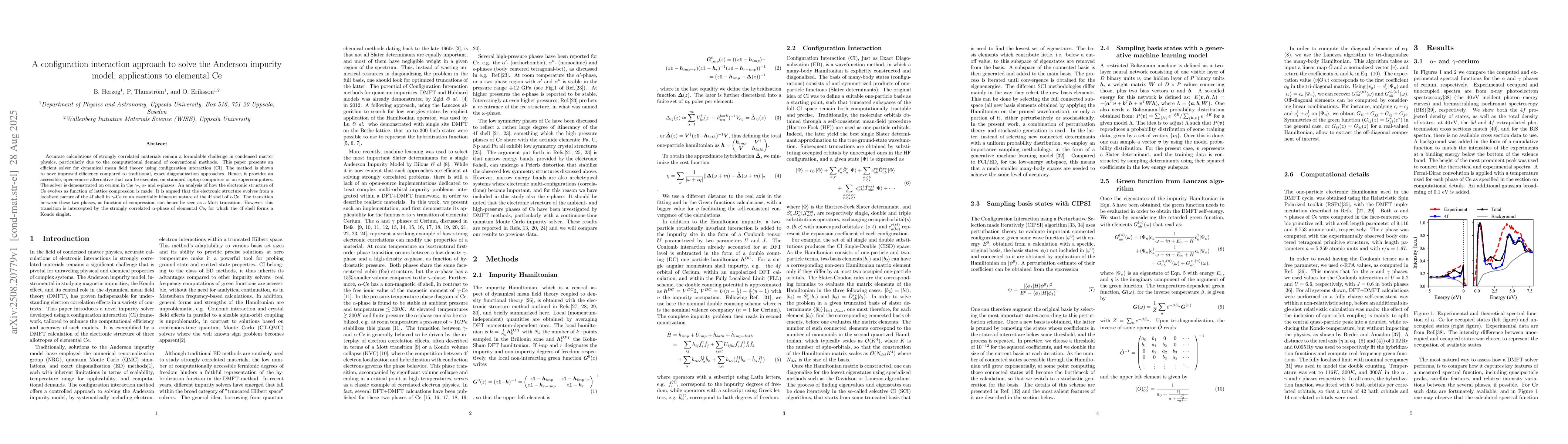 Thumbnail for A configuration interaction approach to solve the Anderson impurity
  model; applications to elemental Ce