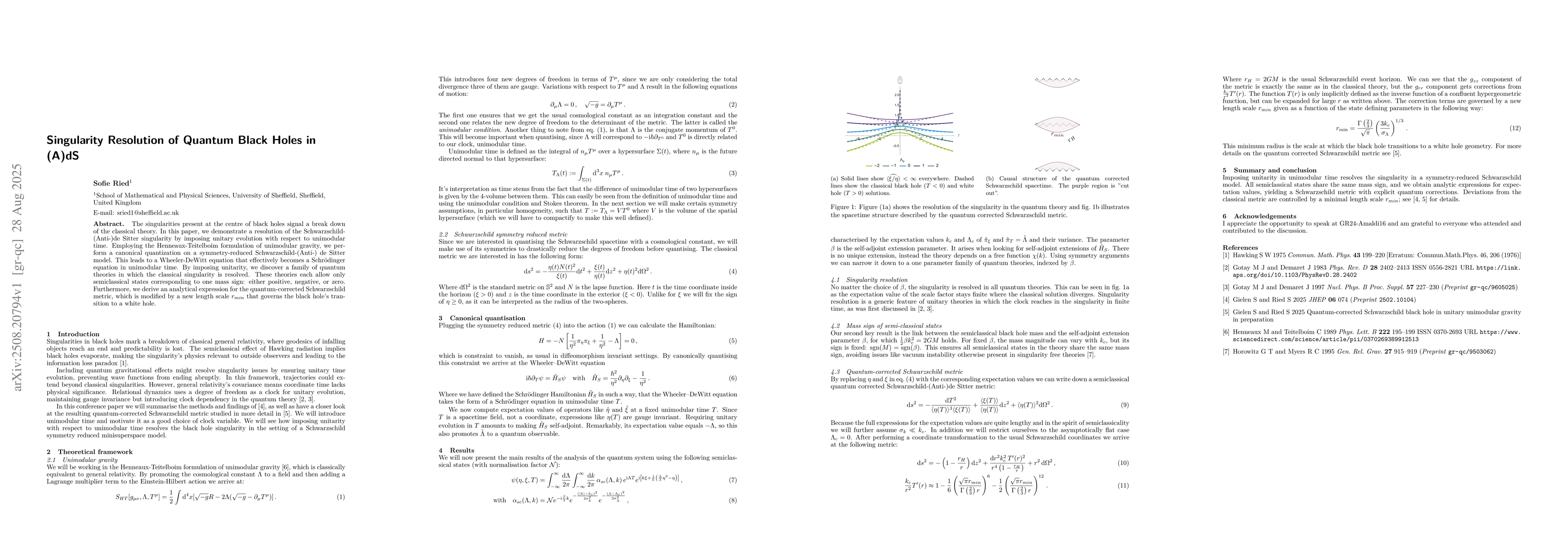 Thumbnail for Singularity Resolution of Quantum Black Holes in (A)dS