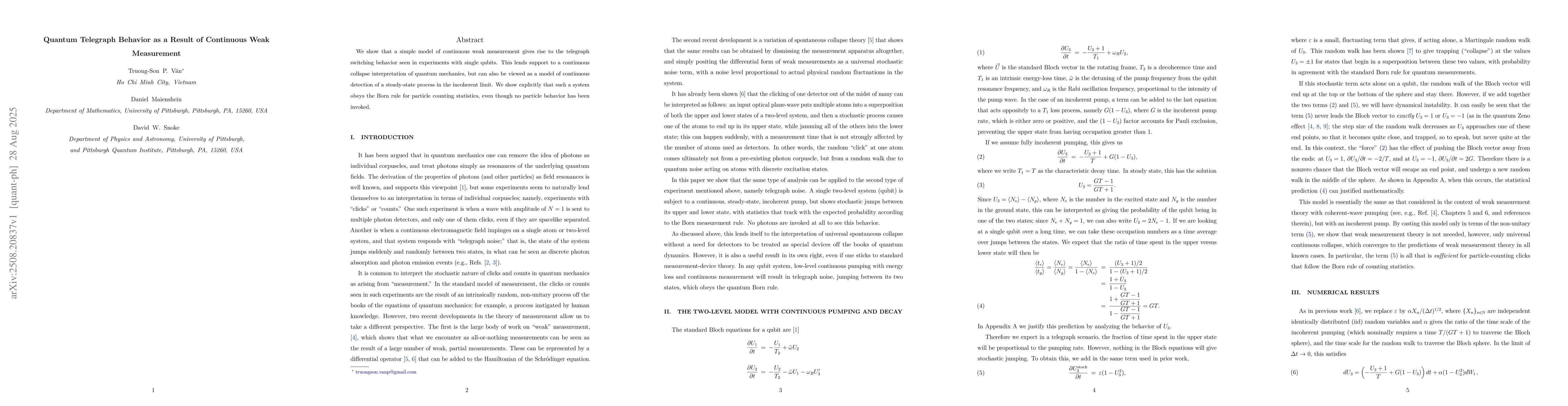 Thumbnail for Quantum Telegraph Behavior as a Result of Continuous Weak Measurement