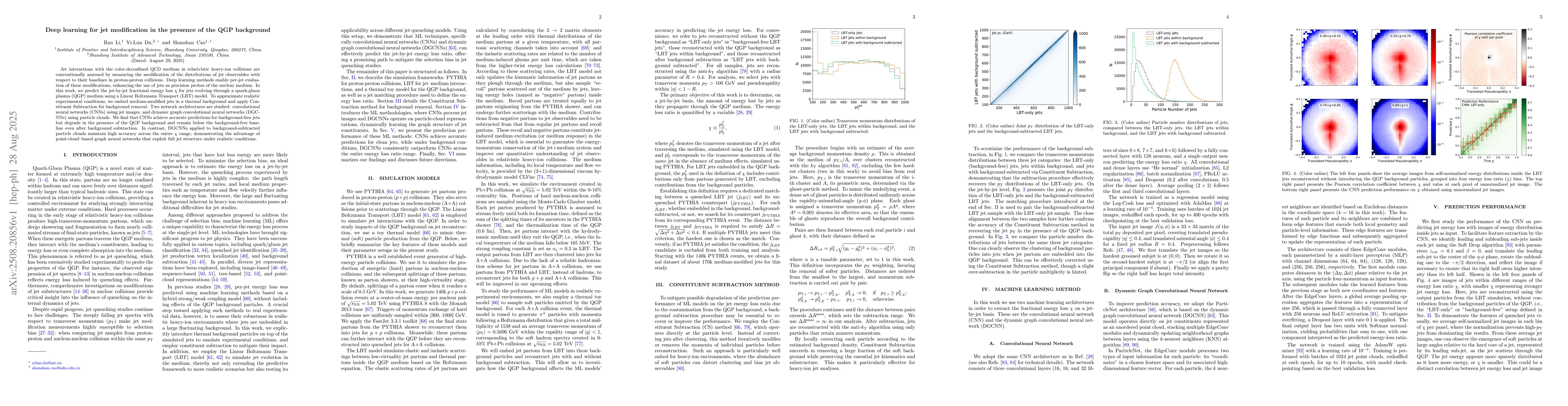 Thumbnail for Deep learning for jet modification in the presence of the QGP background