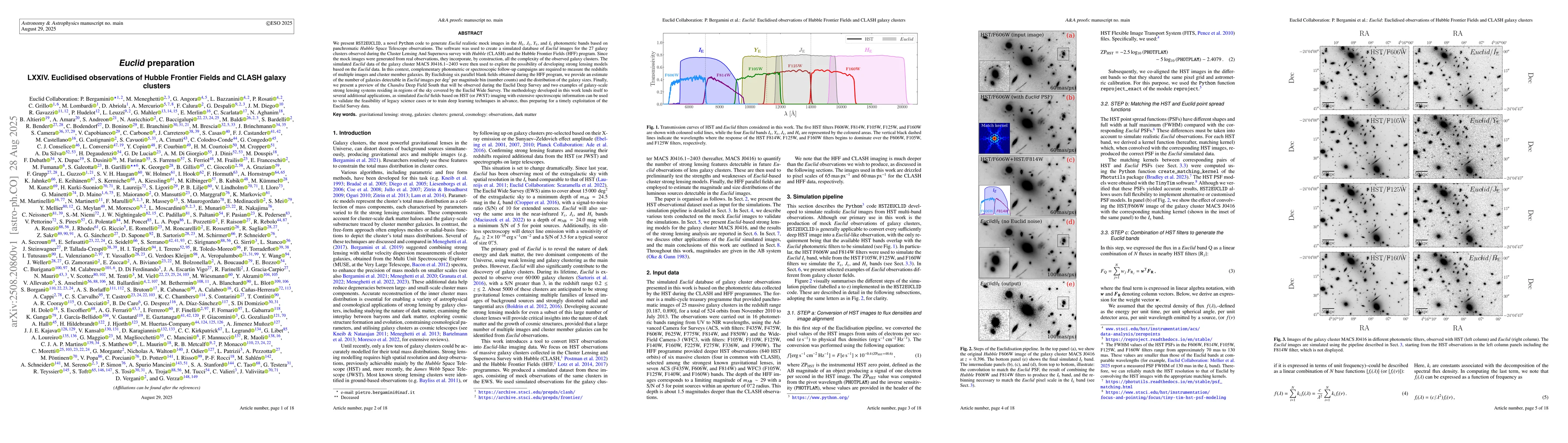 Thumbnail for Euclid preparation. LXXIV. Euclidised observations of Hubble Frontier
  Fields and CLASH galaxy clusters