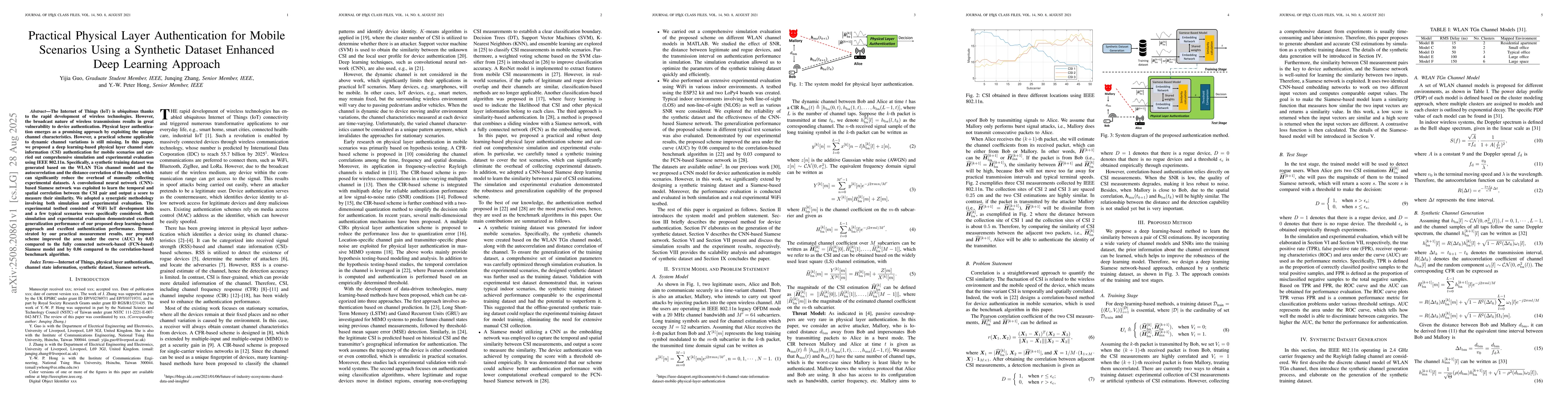 Thumbnail for Practical Physical Layer Authentication for Mobile Scenarios Using a
  Synthetic Dataset Enhanced Deep Learning Approach