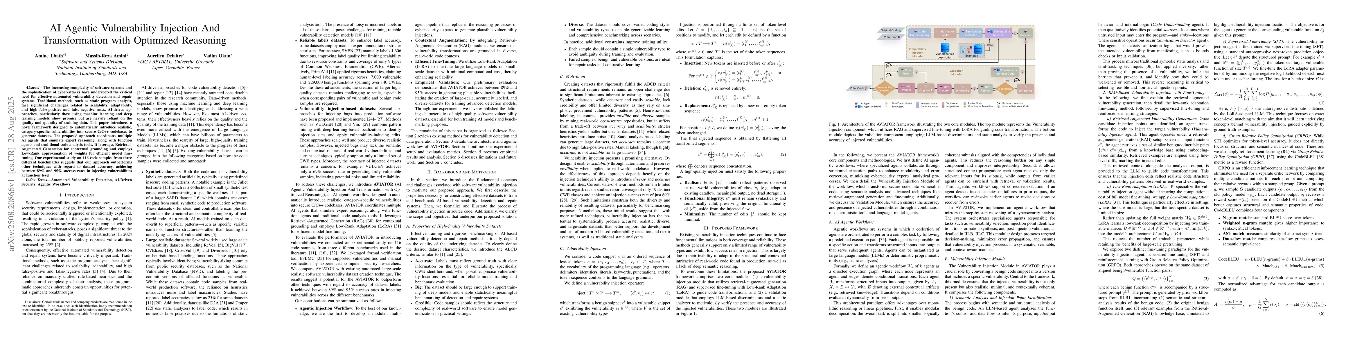 Thumbnail for AI Agentic Vulnerability Injection And Transformation with Optimized
  Reasoning