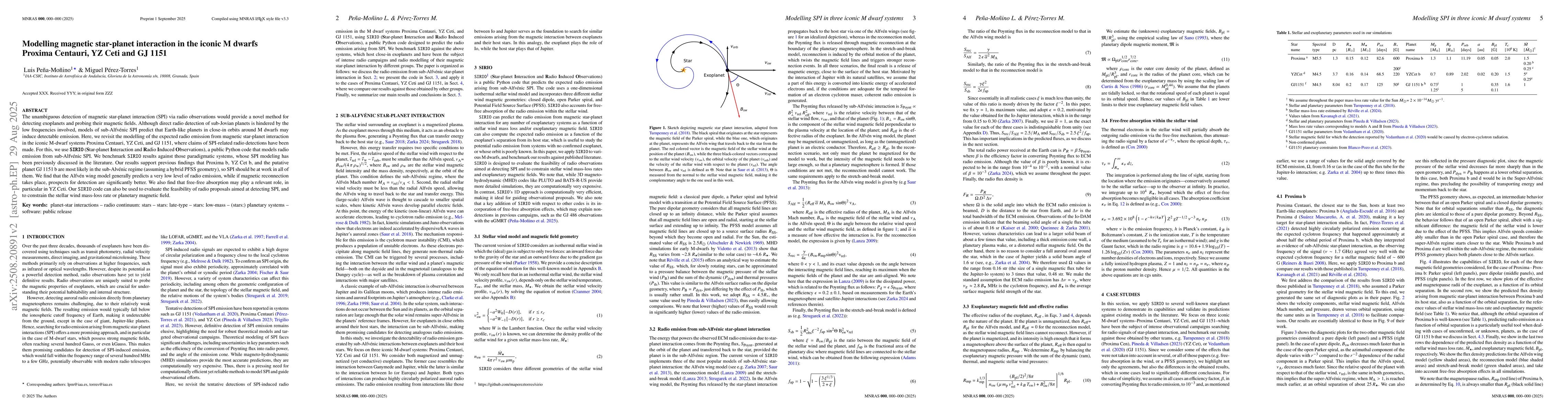 Thumbnail for Modelling magnetic star-planet interaction in the iconic M dwarfs
  Proxima Centauri, YZ Ceti and GJ 1151