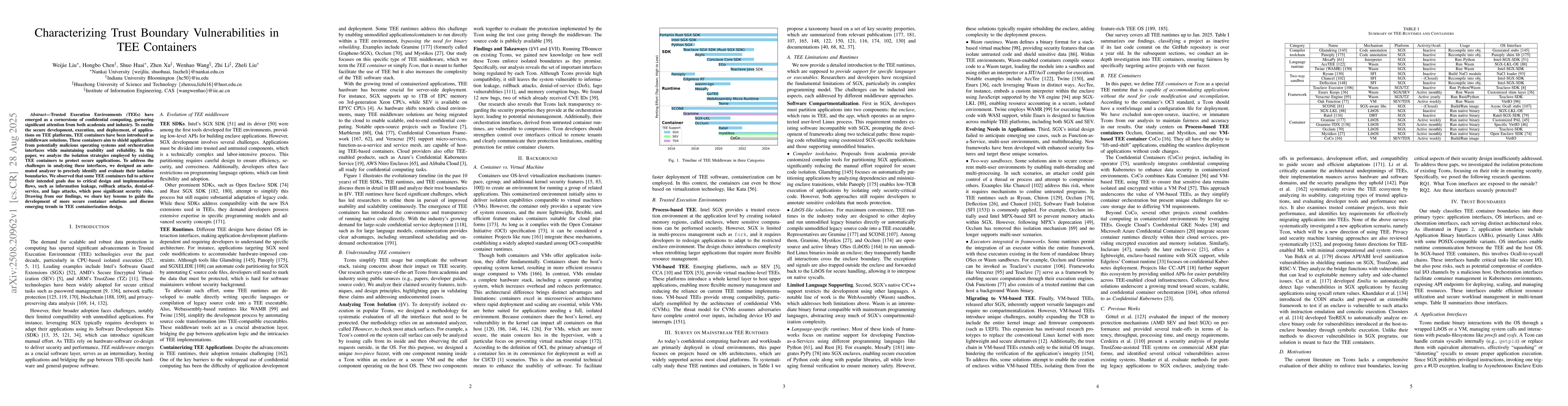 Thumbnail for Characterizing Trust Boundary Vulnerabilities in TEE Containers