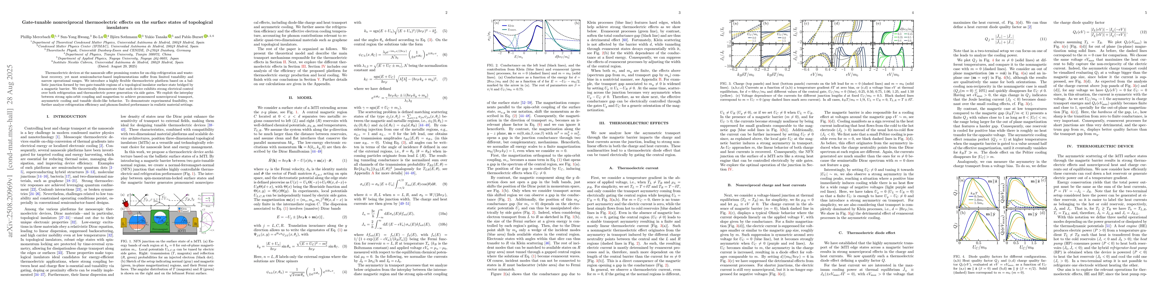 Thumbnail for Gate-tunable nonreciprocal thermoelectric effects on the surface states
  of topological insulators