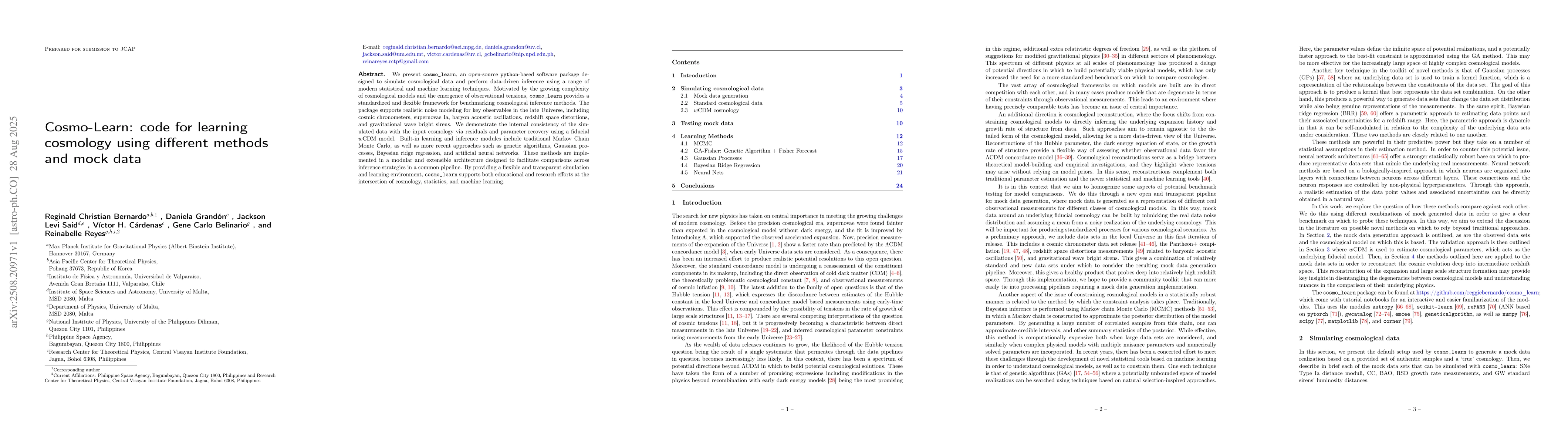 Thumbnail for Cosmo-Learn: code for learning cosmology using different methods and
  mock data