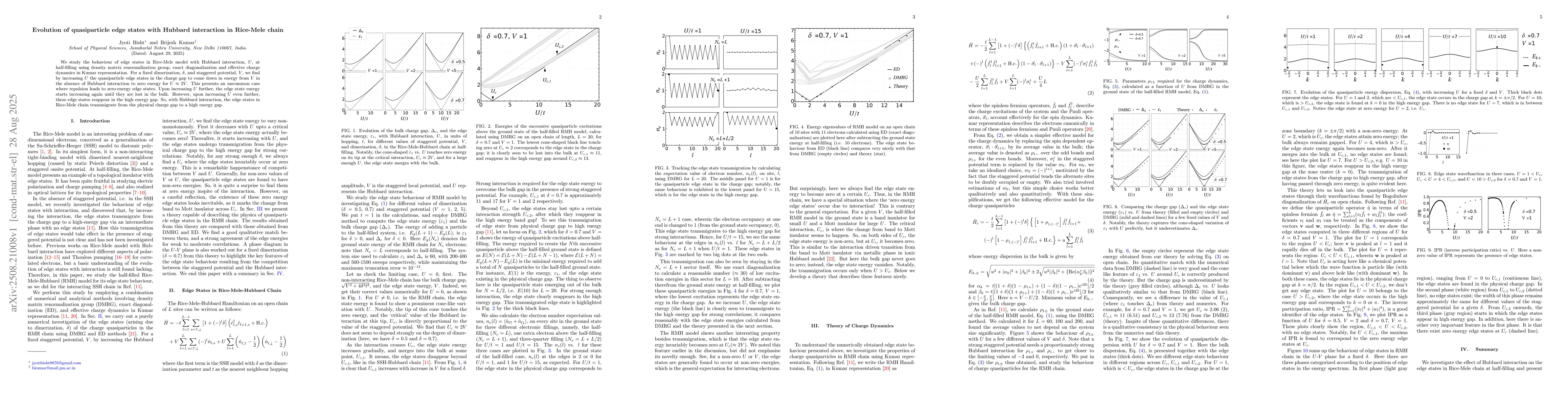 Thumbnail for Evolution of quasiparticle edge states with Hubbard interaction in
  Rice-Mele chain