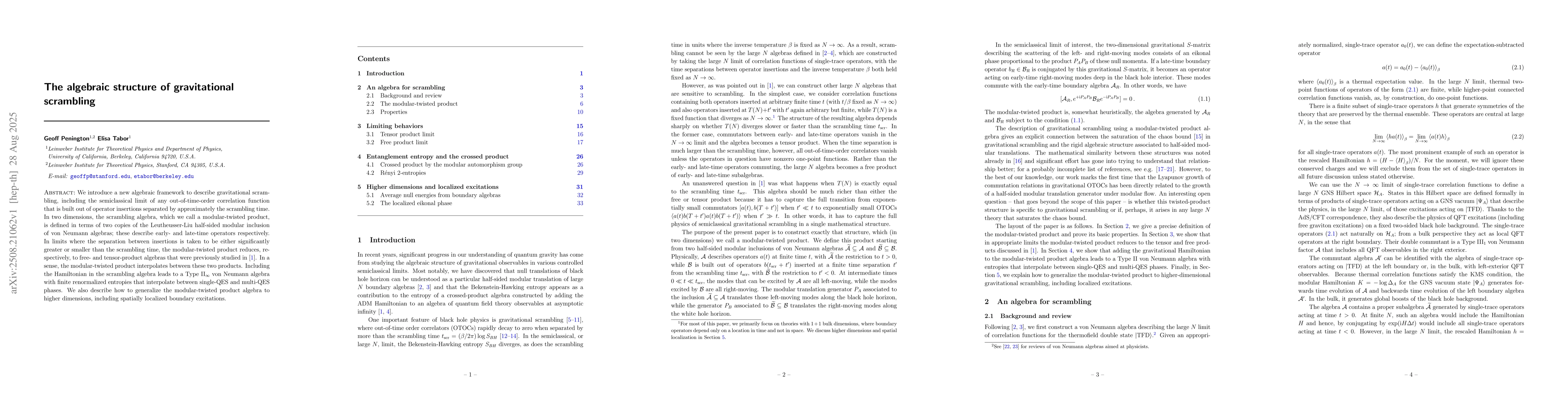 Thumbnail for The algebraic structure of gravitational scrambling