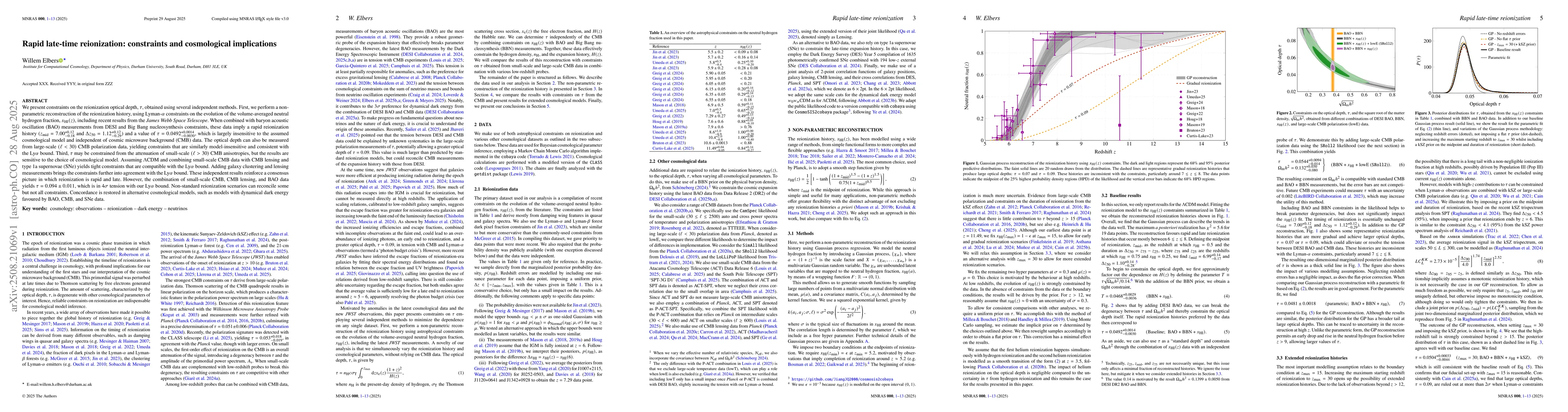 Thumbnail for Rapid late-time reionization: constraints and cosmological implications