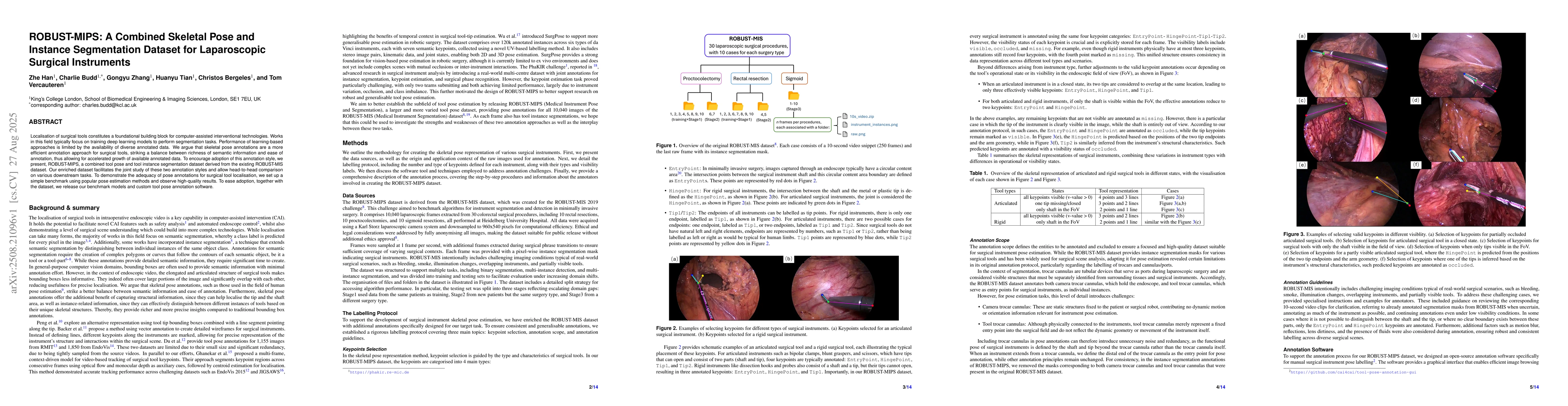 Thumbnail for ROBUST-MIPS: A Combined Skeletal Pose and Instance Segmentation Dataset
  for Laparoscopic Surgical Instruments