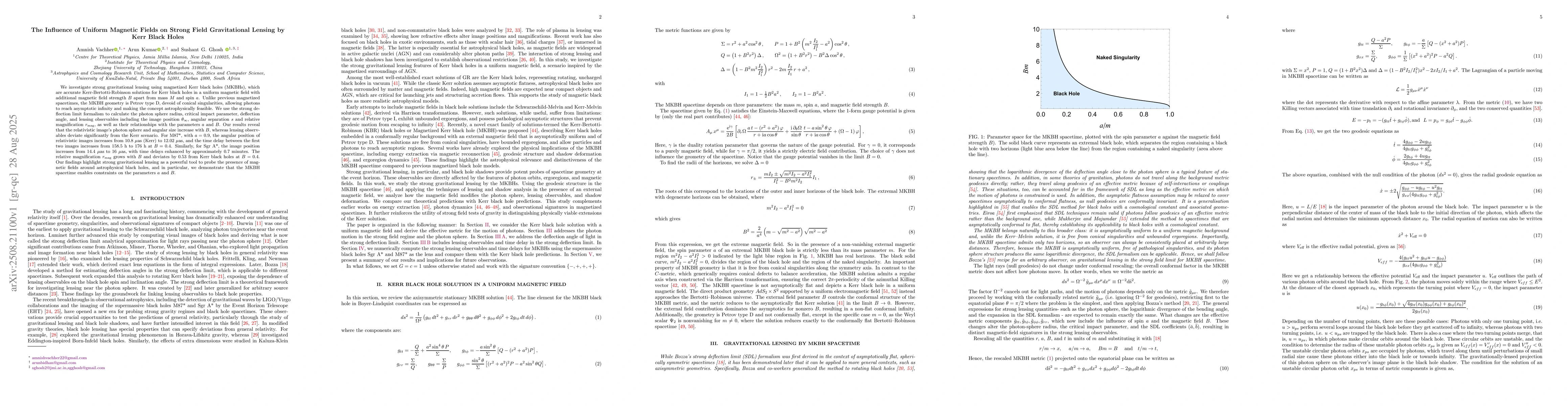 Thumbnail for The Influence of Uniform Magnetic Fields on Strong Field Gravitational
  Lensing by Kerr Black Holes
