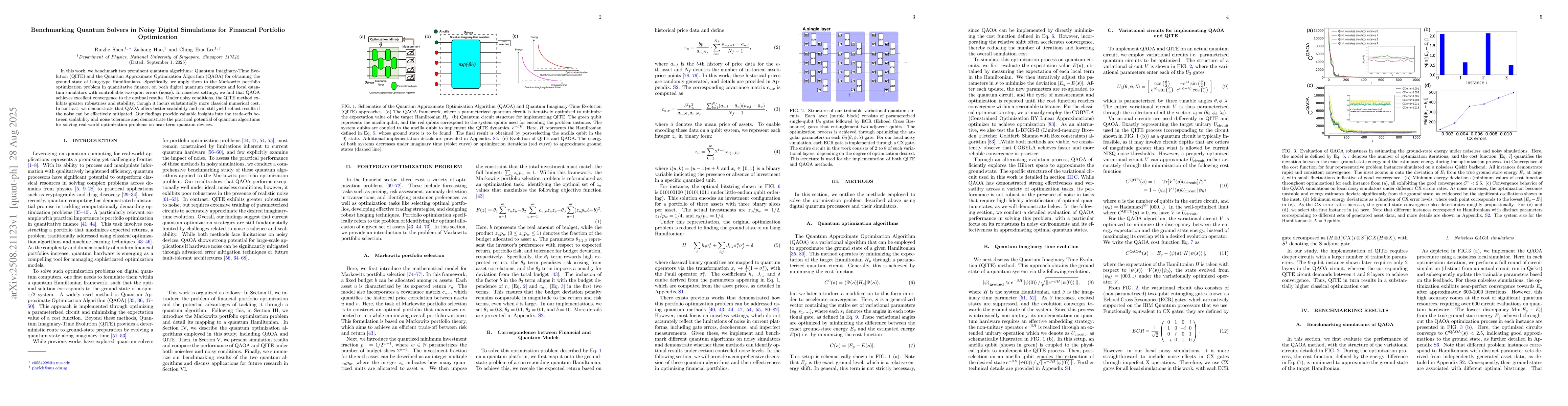 Thumbnail for Benchmarking Quantum Solvers in Noisy Digital Simulations for Financial
  Portfolio Optimization