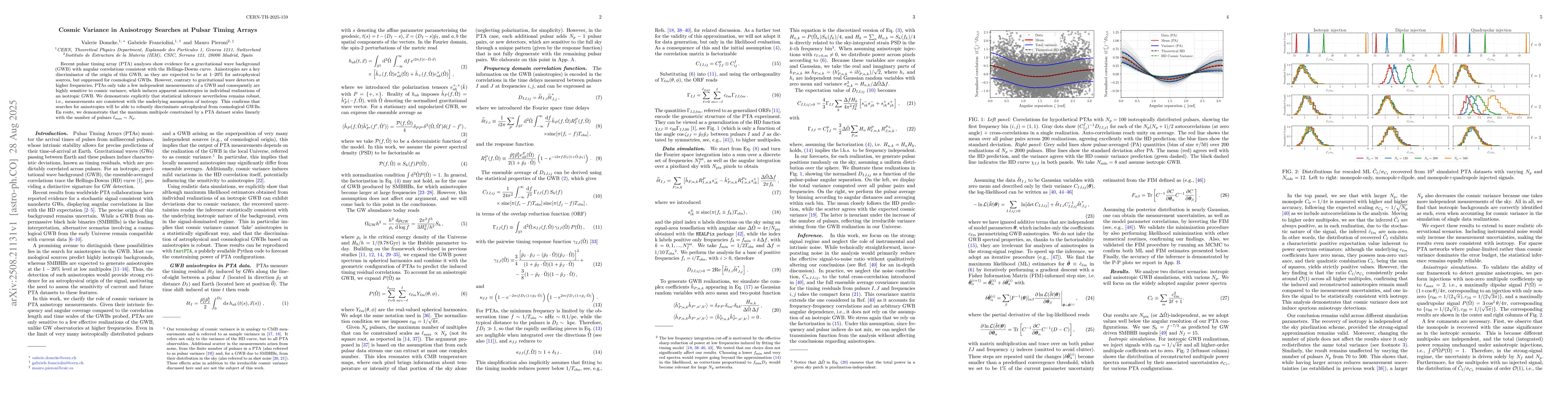 Thumbnail for Cosmic Variance in Anisotropy Searches at Pulsar Timing Arrays