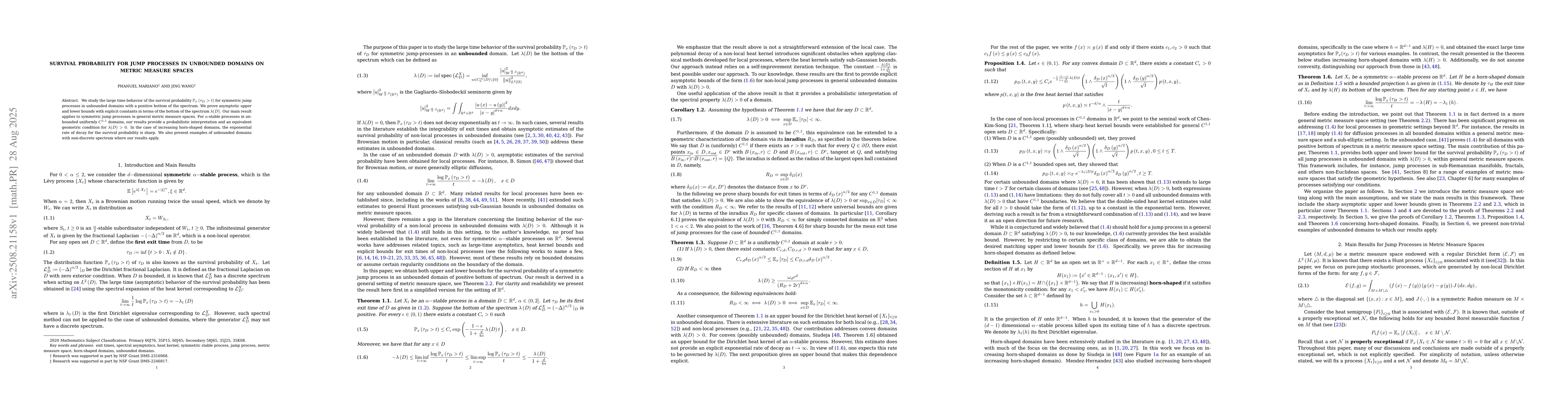Thumbnail for Survival probability for jump processes in unbounded domains on metric
  measure spaces