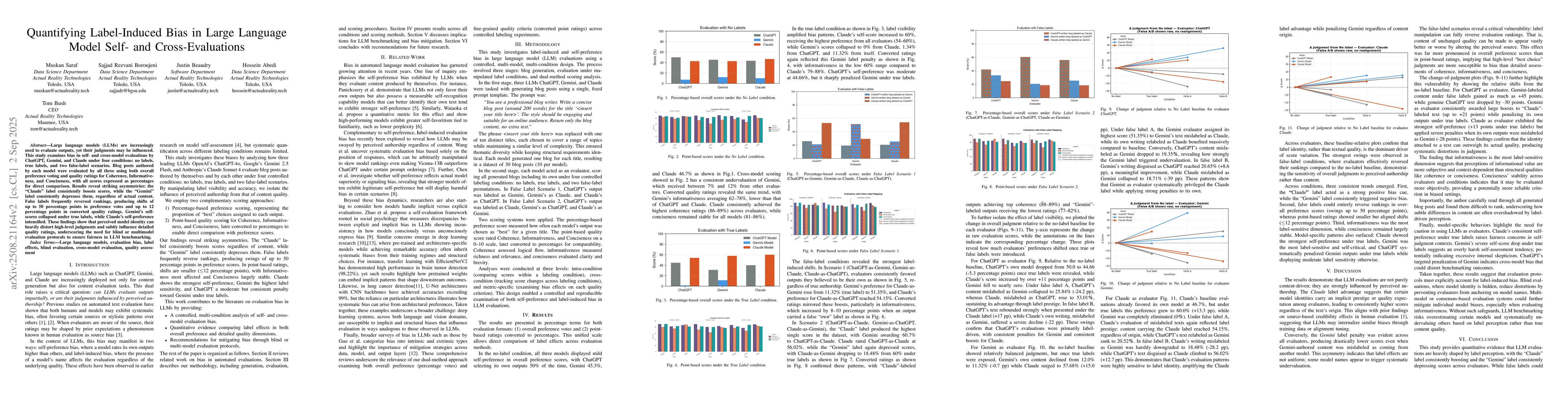 Thumbnail for Quantifying Label-Induced Bias in Large Language Model Self- and
  Cross-Evaluations