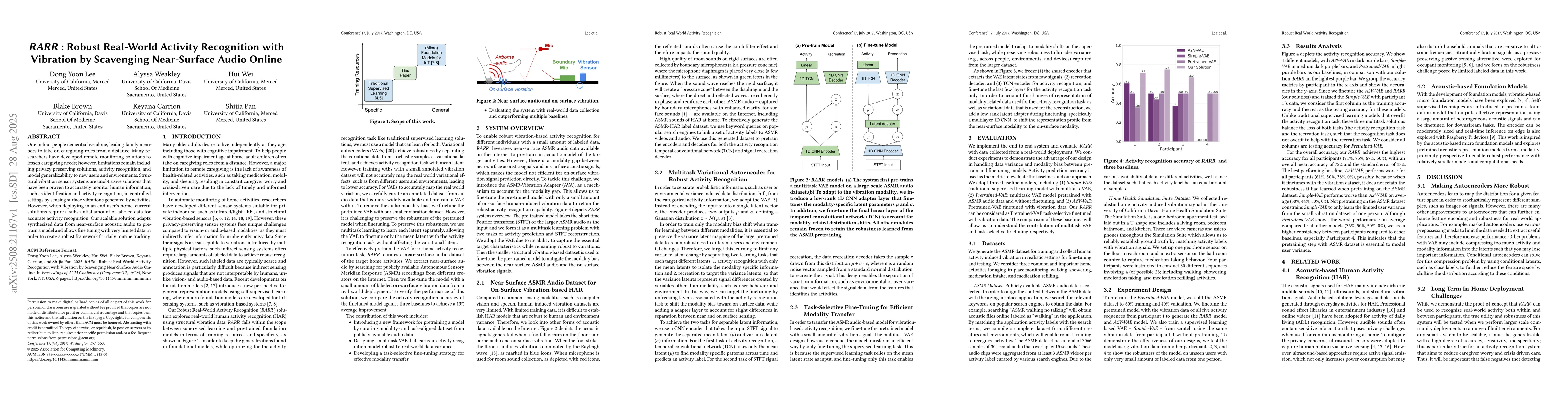 Thumbnail for RARR : Robust Real-World Activity Recognition with Vibration by
  Scavenging Near-Surface Audio Online